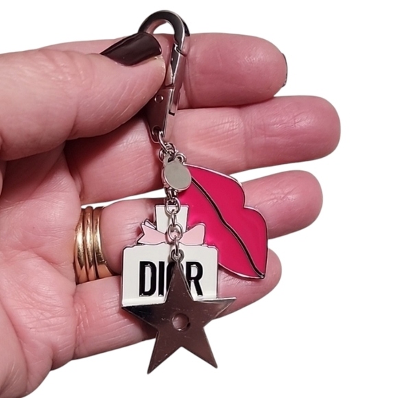 DIOR Purse Bag Charm Keychain Key FOB Miss Dior Bottle Logo Star Kiss Dust Bag - Picture 8 of 16